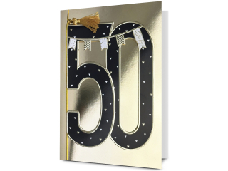 Kartka urodzinowa PAN DRAGON HM 200-3174 Czarna cyfra w złocie "50"