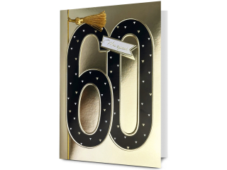 Kartka urodzinowa PAN DRAGON HM 200-3175 Czarna cyfra w złocie "60"