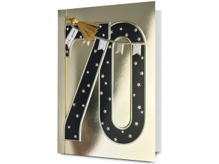 Kartka urodzinowa PAN DRAGON HM 200-3176 Czarna cyfra w złocie "70"