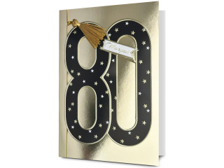 Kartka urodzinowa PAN DRAGON HM 200-3177 Czarna cyfra w złocie "80"