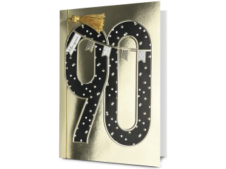 Kartka urodzinowa PAN DRAGON HM 200-3178 Czarna cyfra w złocie "90"