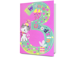 Kartka urodzinowa dla dzieci PAN DRAGON HM 200-3362 Dla dziewczynki, Cyfra "3"