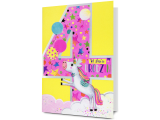 Kartka urodzinowa dla dzieci PAN DRAGON HM 200-3363 Dla dziewczynki, Cyfra "4"