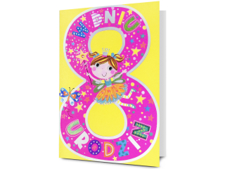 Kartka urodzinowa dla dzieci PAN DRAGON HM 200-3367 Dla dziewczynki, Cyfra "8"