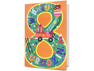 Kartka urodzinowa dla dzieci PAN DRAGON HM 200-3377 Dla chłopca, Cyfra "8"