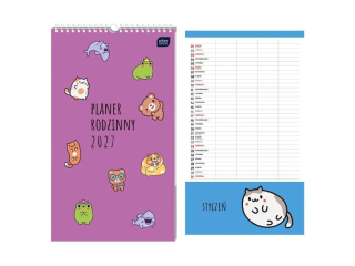 Kalendarz planner rodzinny 25x43 cm Kawaii 2027