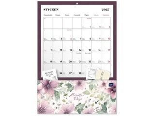 Kalendarz �cienny z kieszonk� 28x40 Pastel Flowers 2027