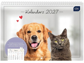 Kalendarz z kieszonk� 25x17,5cm Zwierzaki 2027