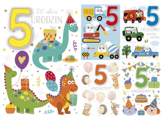 Laurka z cyframi na gąbkach exclusive B6GE 117x167 z kopertąPOL-MAK urodziny 5 B6GE_URDZIE_755_U5