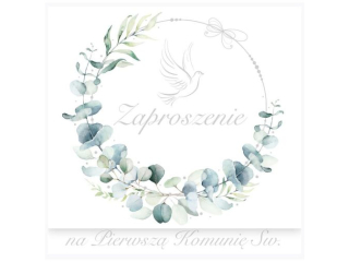 Zaproszenie kwadrat ZKW 120x120 z kopert� POL-MAK 10szt. Komunia ZKW_KOM_62160 Ko