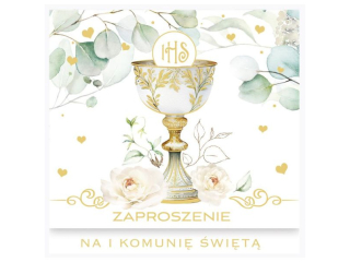 Zaproszenie kwadrat ZKW 120x120 z kopert�  POL-MAK 10szt. Komunia ZKW_KOM_62165