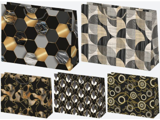 Torebka ozdobna POL-MAK 10szt. T6_OG_56 300x230x100 Klasyczne geometryczne m�skie wzory