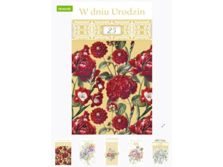 Laurka z cyframi na k�kach LO 115x190 Urodziny zest. 856 Kwiaty - M�odzie�owe, Cyfry, Akwarela, Kobiece [opakowanie=25szt]