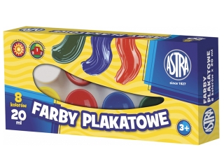 Farby plakatowe 8 kolorów ASTRA 20ml