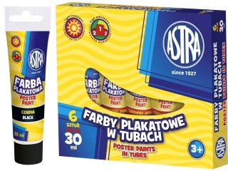 Farby plakatowe w tubie ASTRA 30ml - czarna