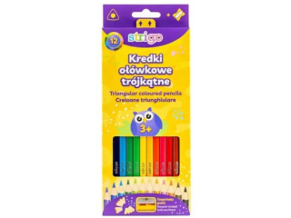 Kredki owkowe STRIGO trjktne 12 kolorw +temperwka