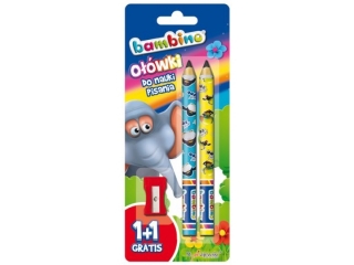 Owki trjktne, jumbo, do nauki pisania 2 sztuki + temperwka HB 1+1 gratis ZWIERZAKI UCZNIAKI [opakowanie=10szt]