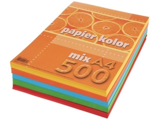 Papier ksero kolorowy A4 500k. KRESKA  mix kolorw