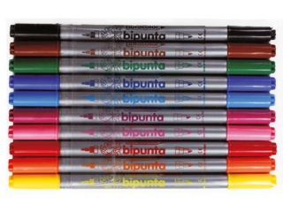 Pisaki dwukolorowe FIBRACOLOR Bipunta 10 kolorw etui HURT