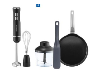 (220zł) Zestaw do naleśników: blender 3w1, patelnia z powłoką Qualum ceramic 26cm, łopatka 3700pkt