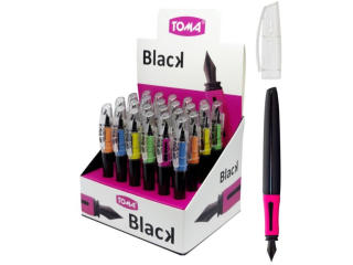Pióra atramentowe TOMA BLACK z czarną stalówką PVD, mix Display