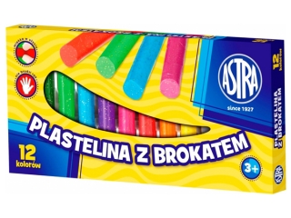 Plastelina ASTRA 12 kolorw z brokatem